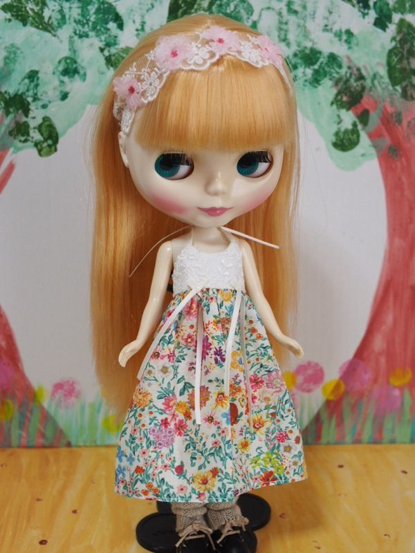 Doll Dressing♪ハンドメイド ネオブライス サイズお洋服セット人形/アウトフィット衣装/花柄ワンピース/ドレス/ドール服/小物/レトロ/小物拍卖