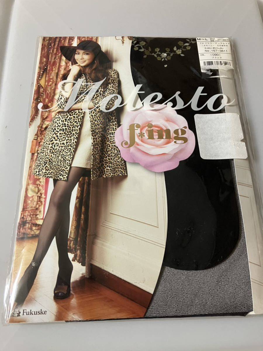 【送料無料】 fukuske f *ing motesto panty stocking プチフラワーアンクレット ブラック パンティストッキング パーティ パンスト拍卖