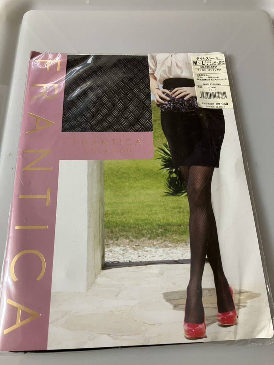 【送料無料】 fukuske panty stocking frantica occasion ダイヤストーン パンティストッキング 柄 福助 ブラック パンスト拍卖
