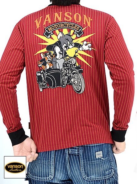 vanson×TOM&JERRYコラボ 天竺ロングTシャツ◆vanson ウォバッシュXXLサイズ TJV-2330 ヴァンソン バンソン トムとジェリー 刺繍 バイカー拍卖