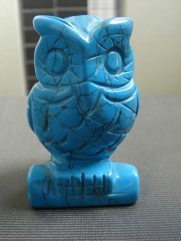 ☆風水,お守り,開運,4A級トルコ石ターコイズ梟フクロウ置物A1拍卖