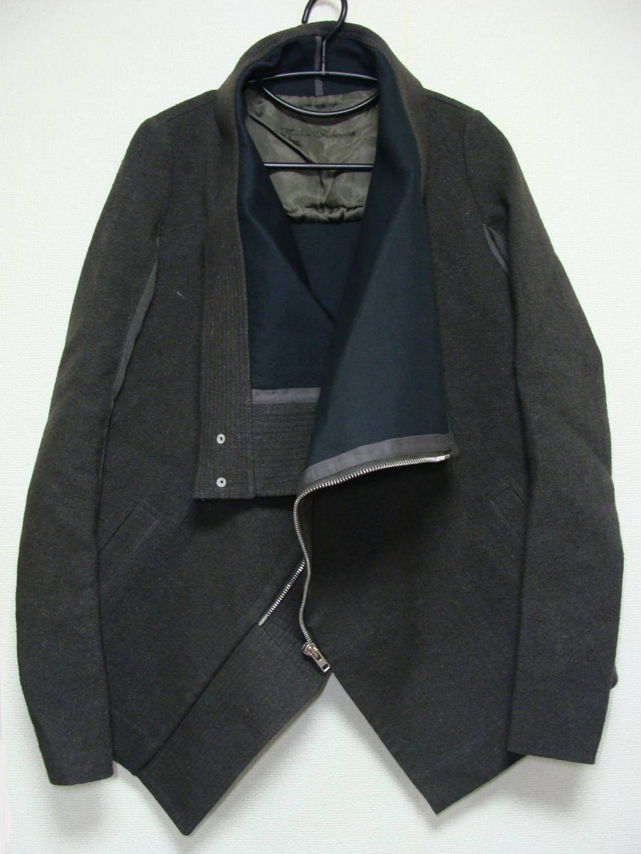 RickOwens リックオウエンス ◇ DARK DUST 変形 斜め ジップ ウール ジャケット コート ◇ DRKSHDW ダーク シャドウ ドレープ拍卖