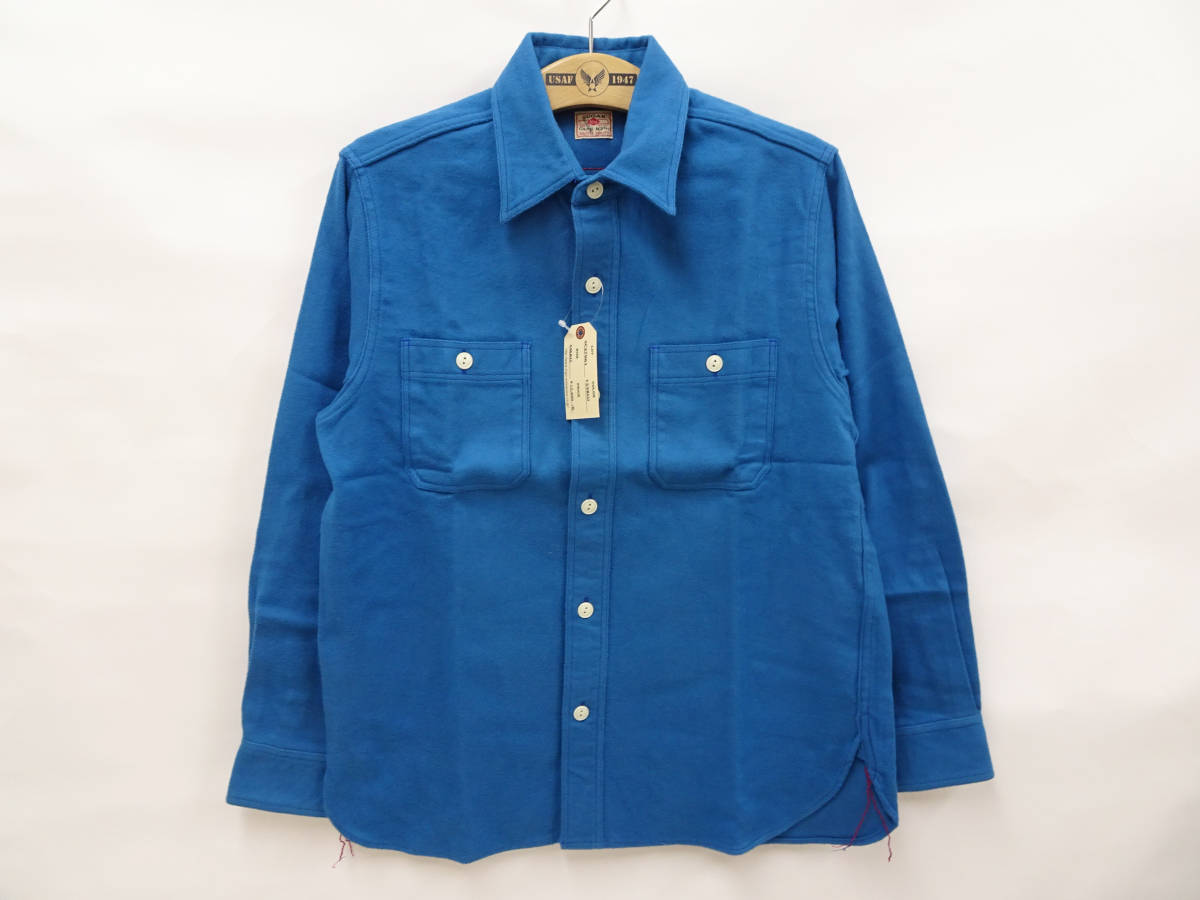 シュガーケーン ソリッドツイル ワークシャツ SC27961 東洋 長袖 ネルシャツ ブルー (S) 多少汚れ 50%オフ(半額)・即決 送料無料 新品拍卖