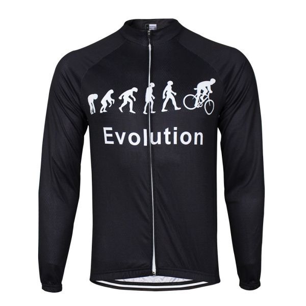 新品 長袖 サイクルジャージ No45 Mサイズ ブラック フルジップ ウェア メンズ ロング サイクリング スポーツ ロードバイク MTB拍卖