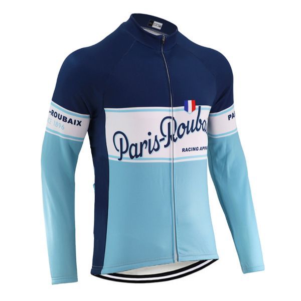 新品 長袖 サイクルジャージ レトロデザイン No34 S フランス フロントジップ ウェア メンズ サイクリング スポーツ ロードバイク MTB拍卖