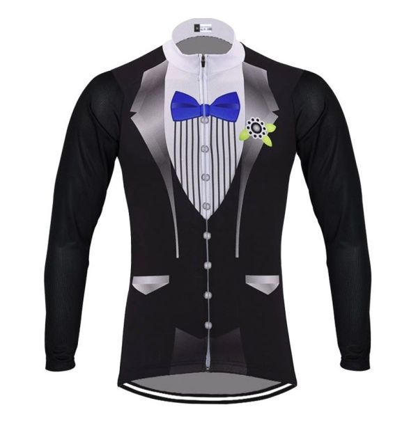 新品 長袖 サイクルジャージ No42 Mサイズ タキシード フルジップ ウェア メンズ ロング サイクリング スポーツ ロードバイク MTB拍卖