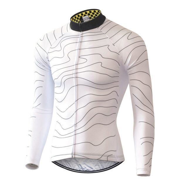 新品 長袖 サイクルジャージ No7 Mサイズ ホワイト フルジップ ウェア メンズ ロング サイクリング スポーツ ロードバイク MTB拍卖