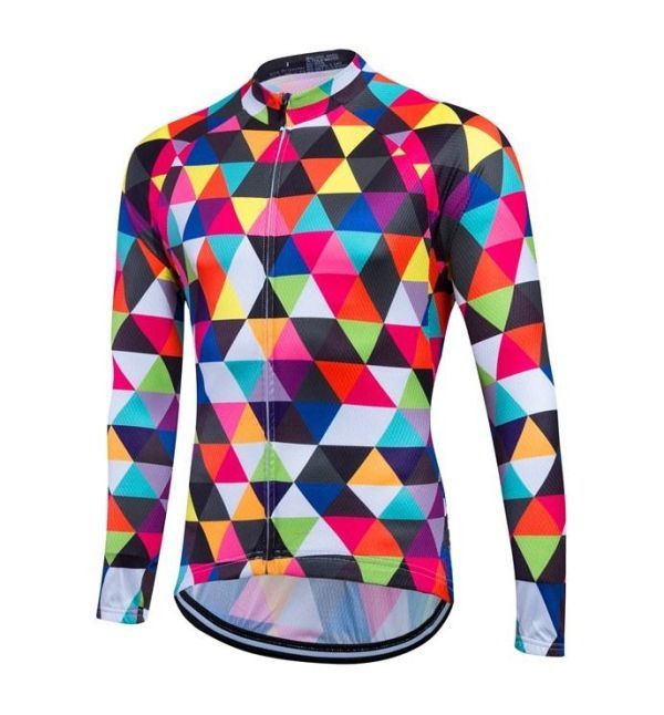 新品 長袖 サイクルジャージ No3 Sサイズ ダイヤモンド フルジップ ウェア メンズ ロング サイクリング スポーツ ロードバイク MTB拍卖