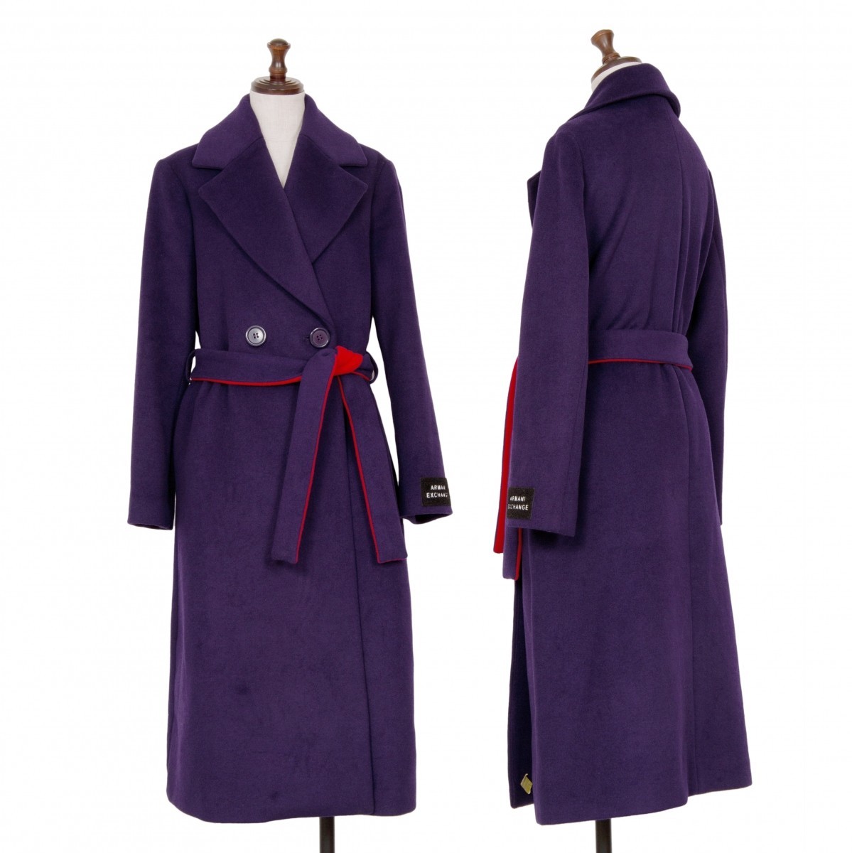 アルマーニ エクスチェンジARMANI EXCHANGE ウール2Bロングコート 紫XS拍卖