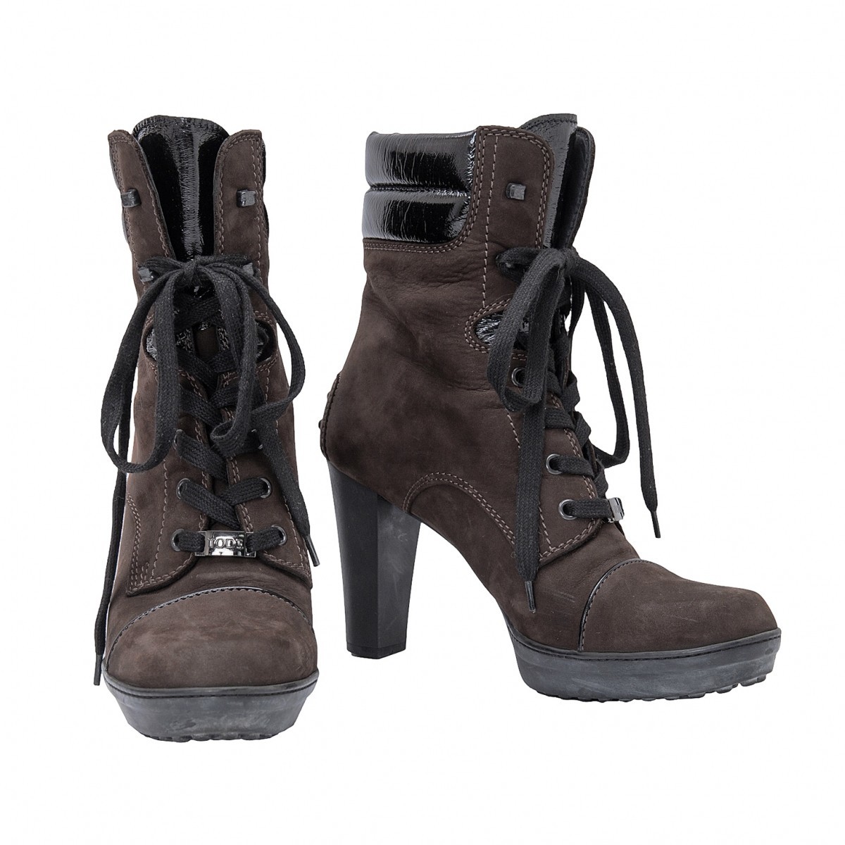 トッズTOD'S ハイヒールワークブーツ 焦げ茶38.5(25.5位)拍卖