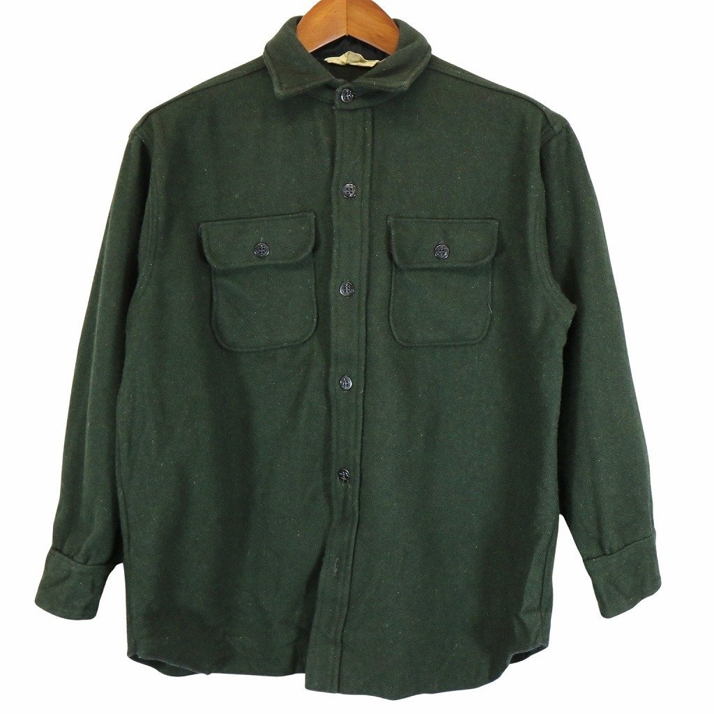 60年代 YARKE SPORTSWEAR ウール 長袖シャツ ヴィンテージ グリーン (メンズ L) 中古 古着 O4962拍卖