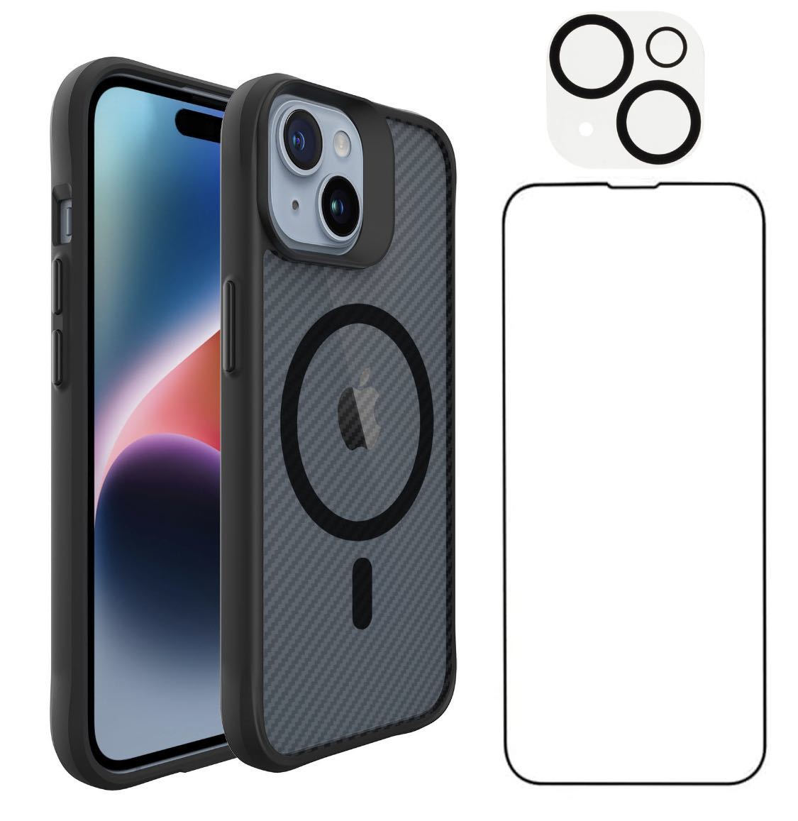 iPhone 15 plus(6.7インチ)用保護ケース1個マグセーフ対応半透明 +液晶フィルム1枚+カメラフィルム1枚拍卖