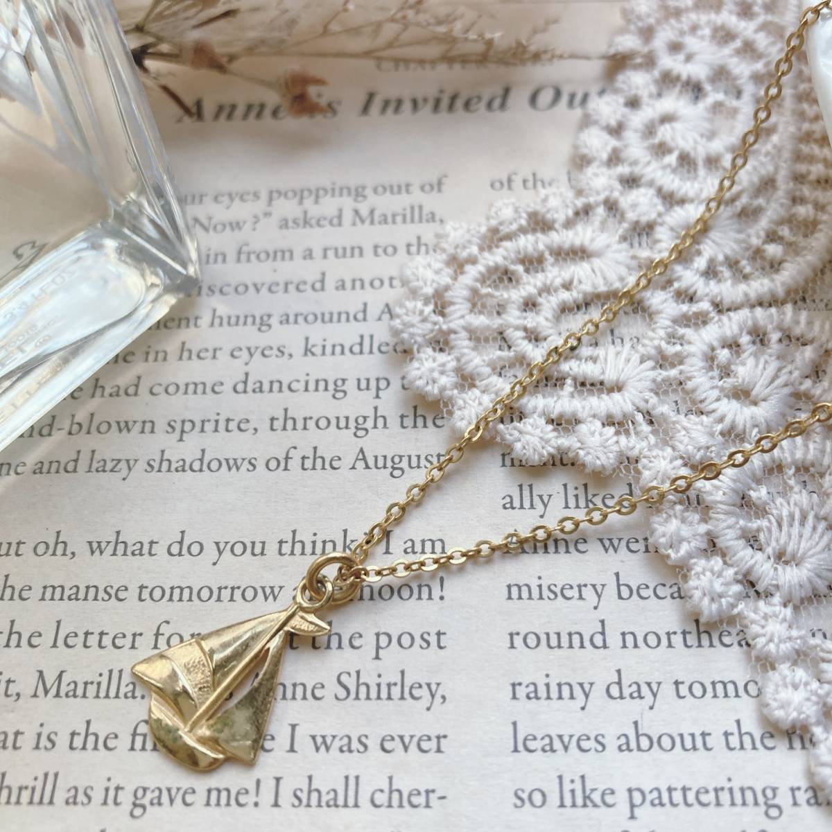 ヴィンテージネックレス ゴールド ヨットチャーム 船 金ペンダント 日本製☆Vintage jewelry accessories A0748拍卖