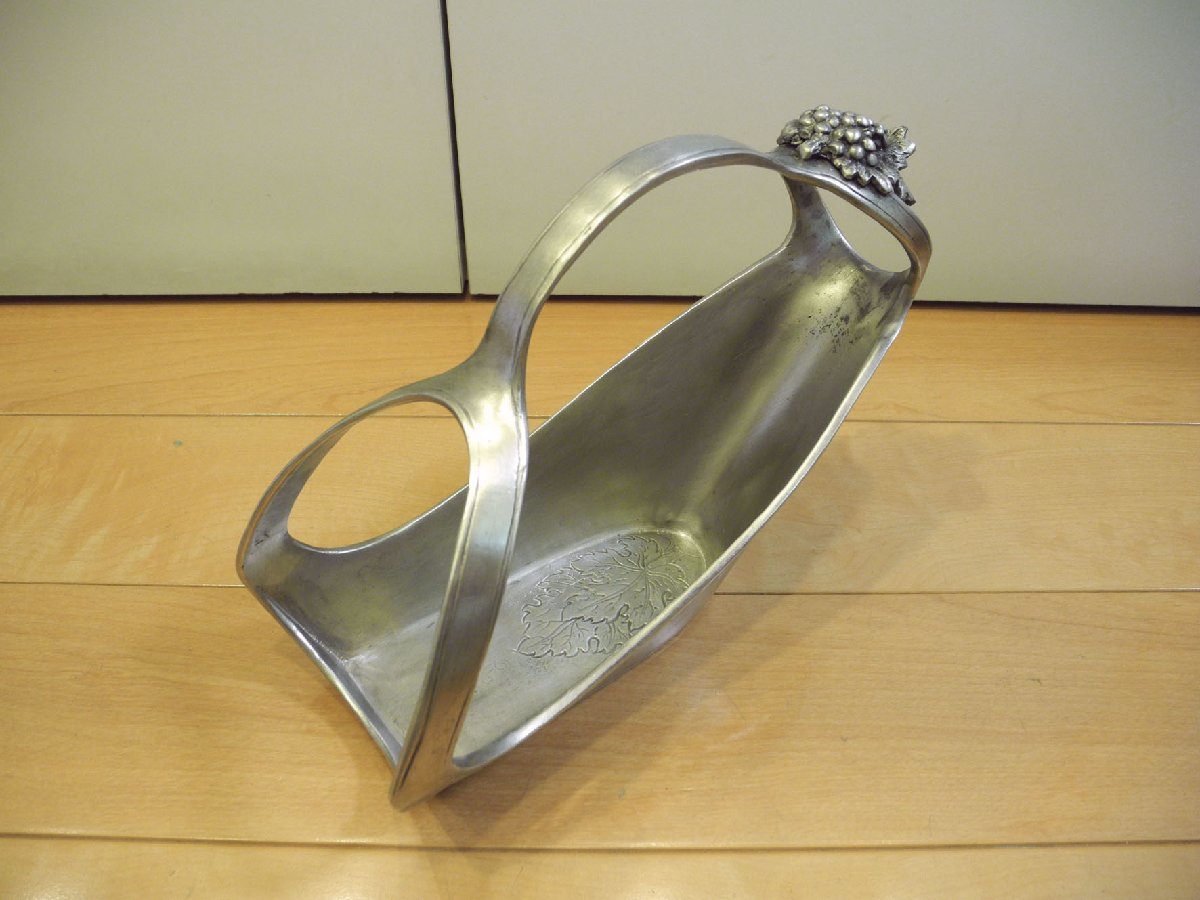 即決あり 中古品!!錫製 PEWTER ZINN ETAIN 95% Demain ドマン パニエ ワインバスケット イタリア製拍卖