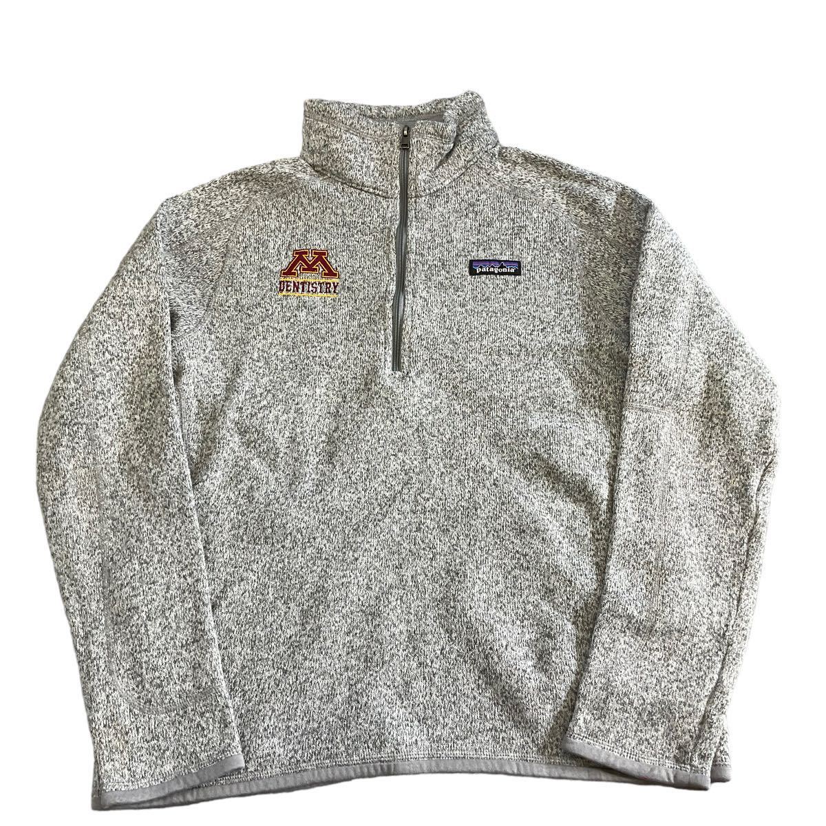 2015年製 patagonia ベターセーター M グレー ハーフジップ フリース ジャケット プルオーバー カレッジ ロゴ アウトドア パタゴニア 25617拍卖