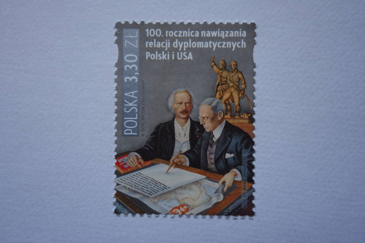 外国切手: ポーランド切手 「アメリカとの外交関係100年」 1種完 未使用拍卖
