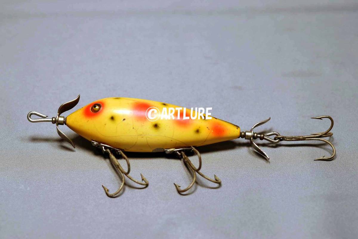 VINTAGE WOODEN LURE HEDDON GLASS EYE TOILET RIG(ZA17-387 )USA MADE #OLDLURE #ARTLURE_VINTAGE #ヴィンテージルアー拍卖