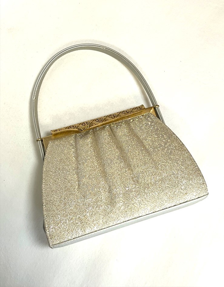 花とら●リサイクルバッグ 和装 洋装 着物バッグ パーティーバッグ シルバー ゴールド フォーマル 230924拍卖