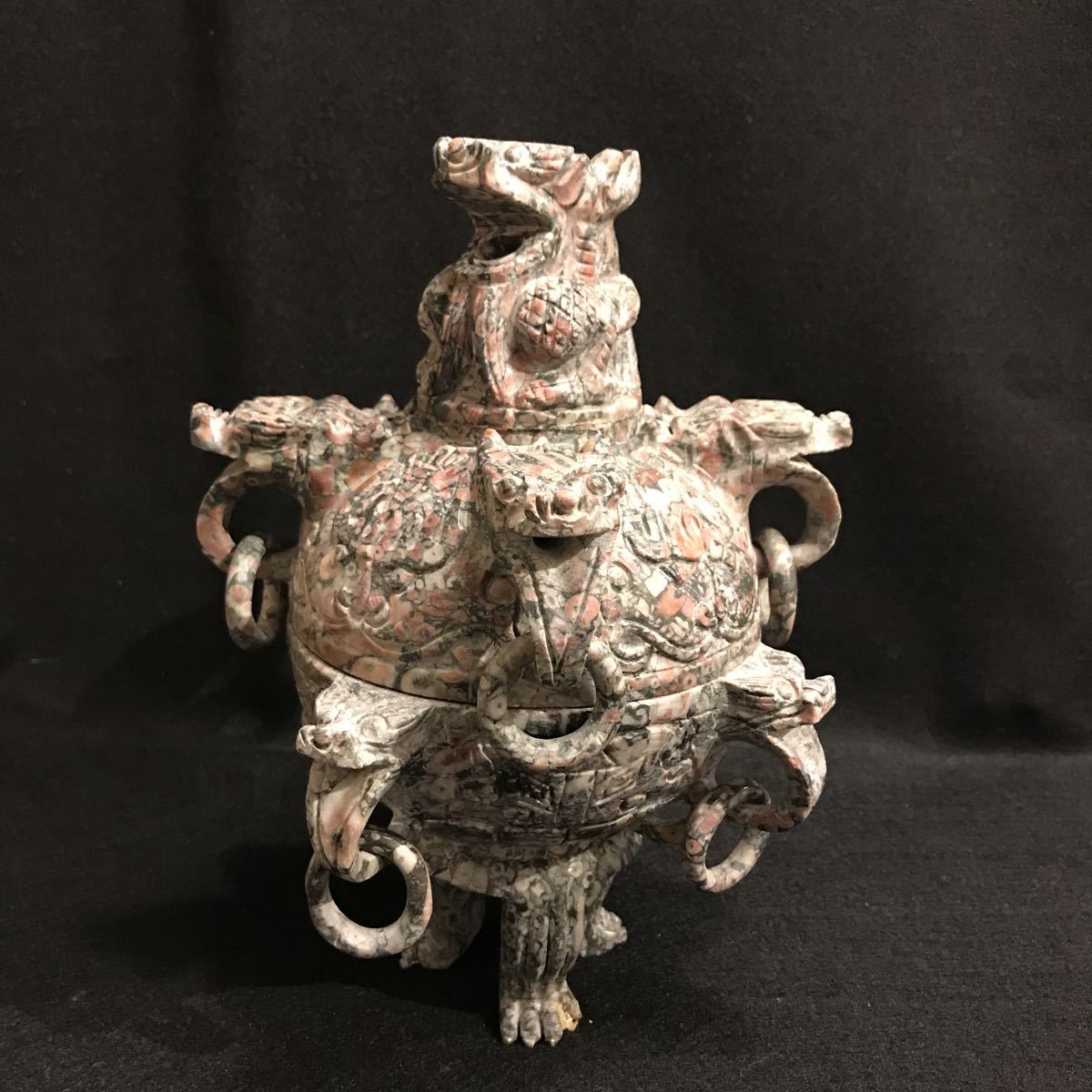 香炉 古美術 石 三つ足 神獣 骨董 コレクター放出品 蔵出し拍卖