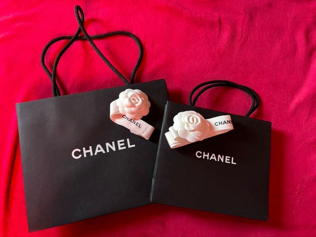 CHANEL シャネルブティック ショッパー 2枚 紙袋 リボン カメリア セット プレゼント包装に拍卖