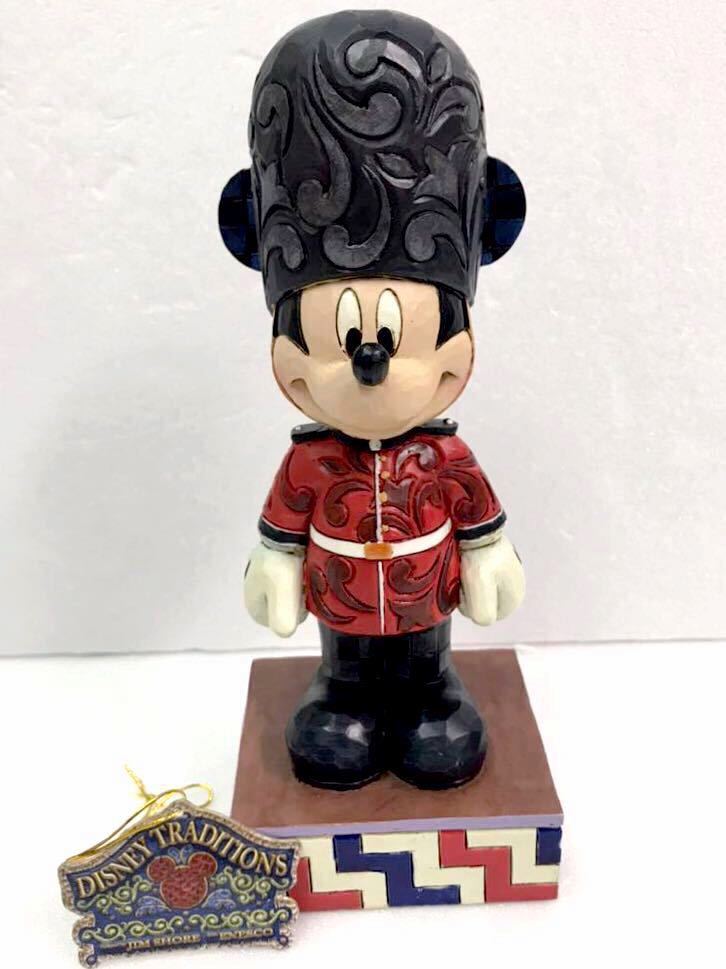 未使用 ディズニー ミッキー ジムショア フィギュア Greetings From Englad mickey Disney Jim Shore 作品 置物 イギリス 警備員 箱付き拍卖