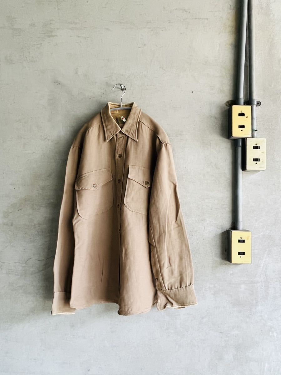 40s 40年代 50s 50年代 USMC マリーンコープス 長袖 レーヨンシャツ ミリタリー 軍 ワーク NORTE CREST UNIFOMS ビンテージ USA古着レア拍卖