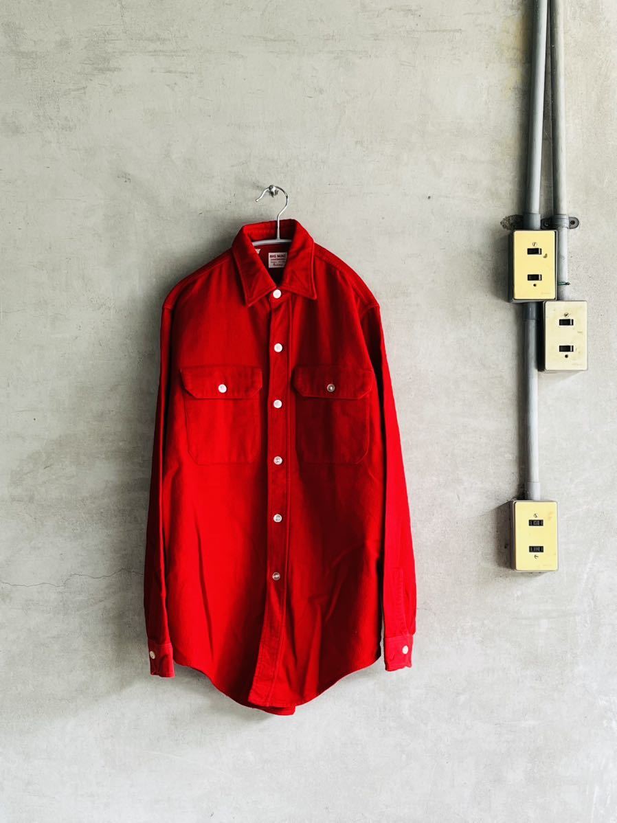 60s 60年代 BIGMAC Penneys ビックマック ペニーズ 赤 ネルシャツ 長袖シャツ ビンテージ USA アメリカ 古着 コットン 無地 レア ワーク拍卖