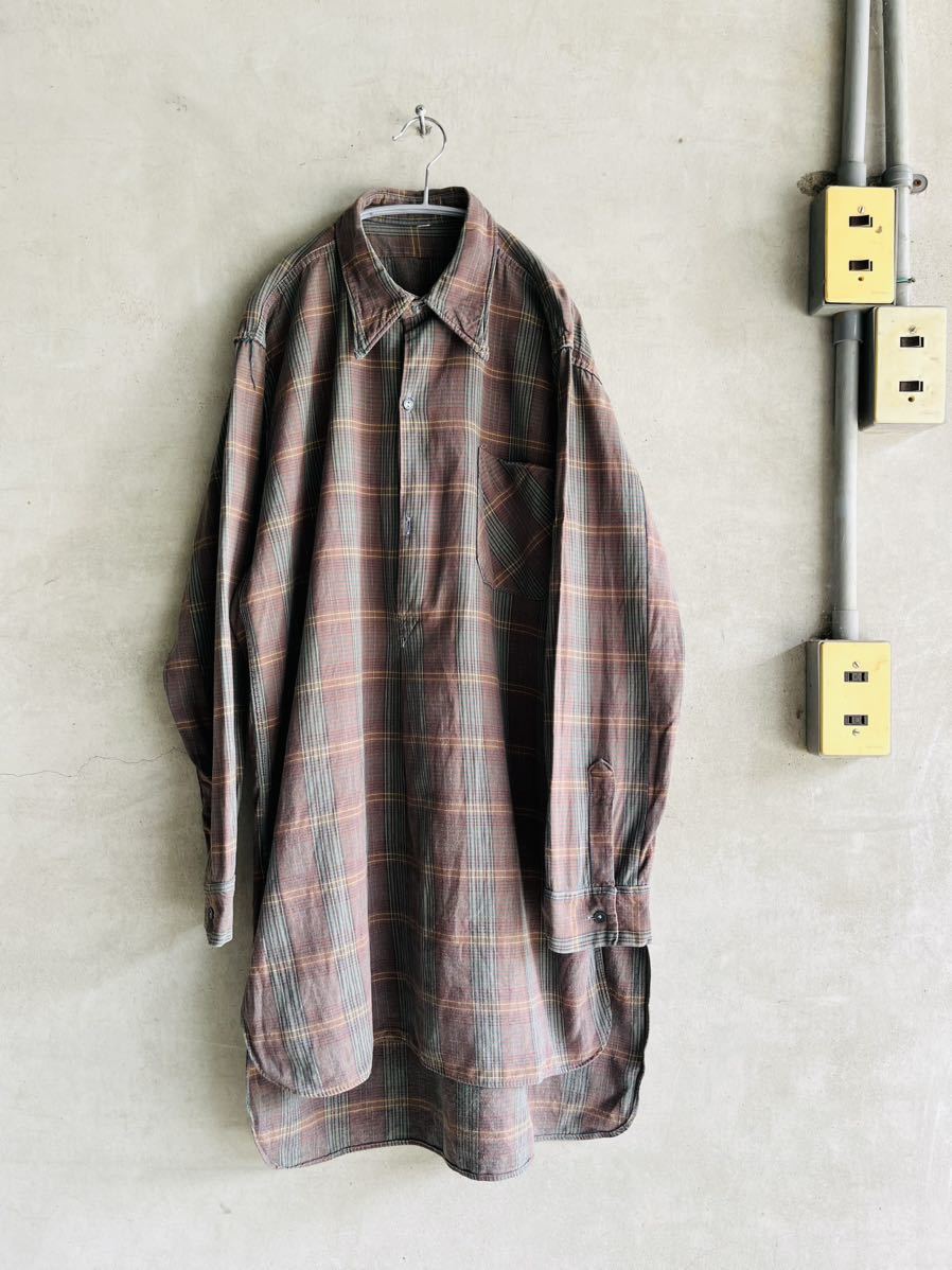 50s 50年代 60s 60年代 ビンテージ フランス ドイツ ユーロ グランパ グランドファーザー ファーマー ワーク シャツ チェック EURO 古着拍卖