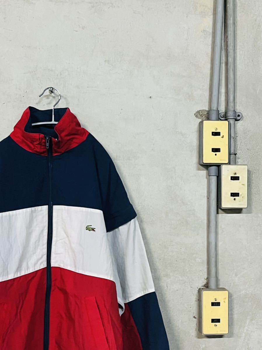 80s 80年代 アイゾッド ラコステ IZOD LACOSTE ナイロン ブルゾン ジャケット ベストトリコロール 赤 ビンテージ USA アメリカ 古着 レア拍卖