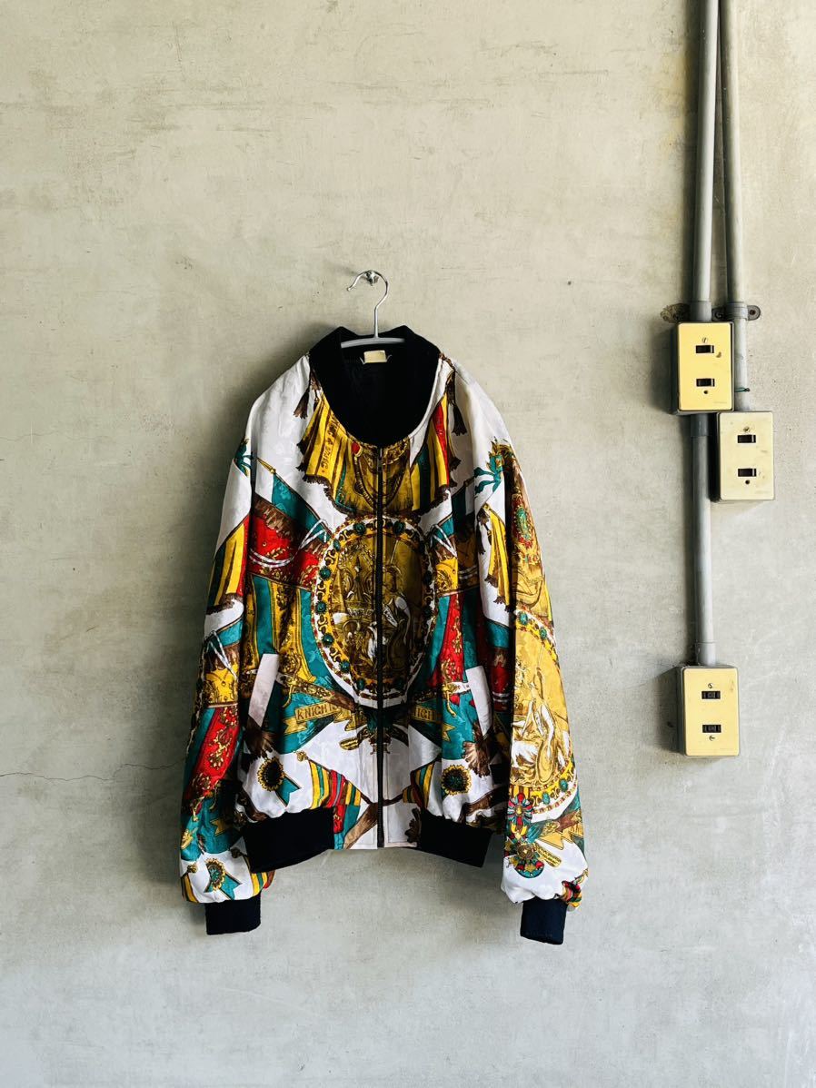 90s 90年代 00s 2000年代 ビンテージ 総柄 チェーン スカーフ シルバー ゴールド ブルゾン タグ USA アメリカ 古着 ビンテージ y2k y3k拍卖