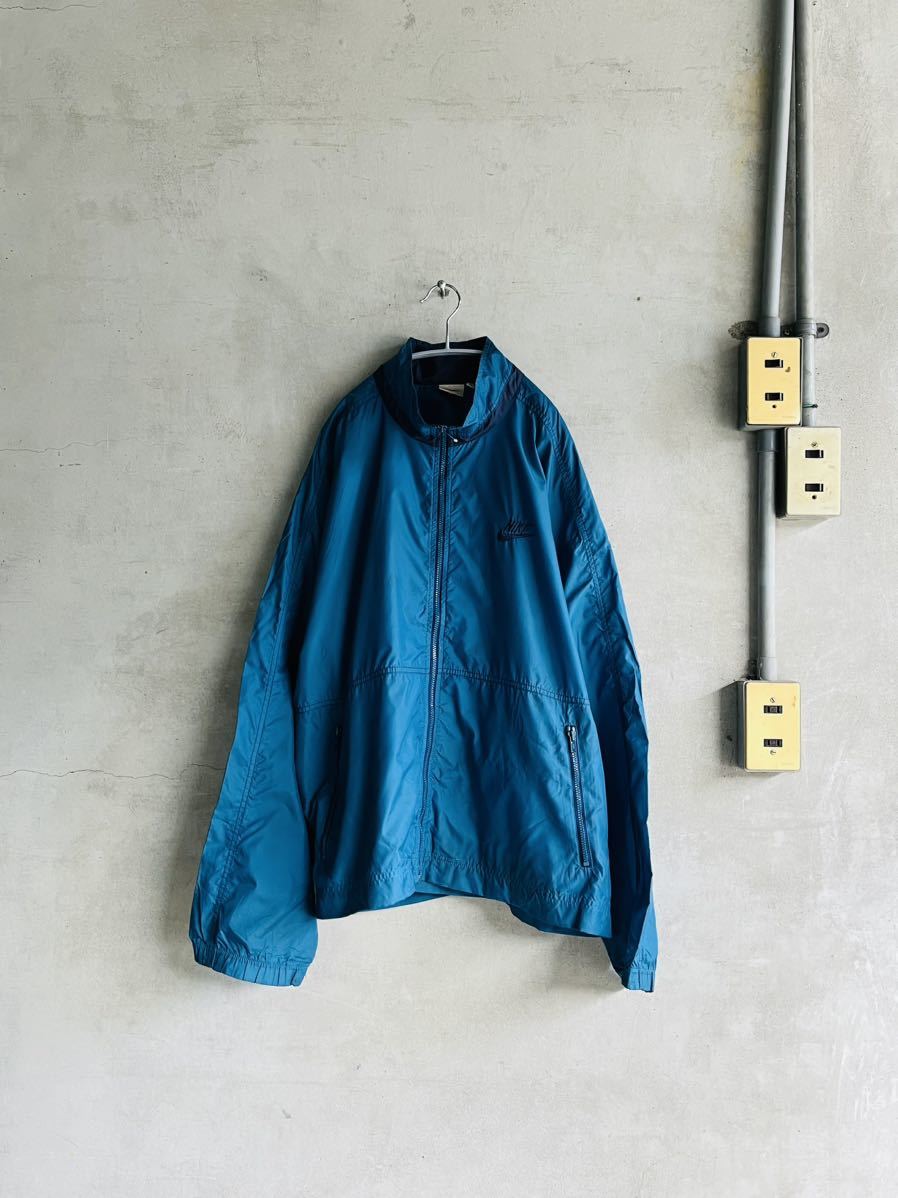 90s 90年代 NIKE ナイキ ワンポイント スウッシュ ナイロン ジャケット グリーン ビンテージ USA 古着 スウォッシュ ウィンドブレーカー拍卖