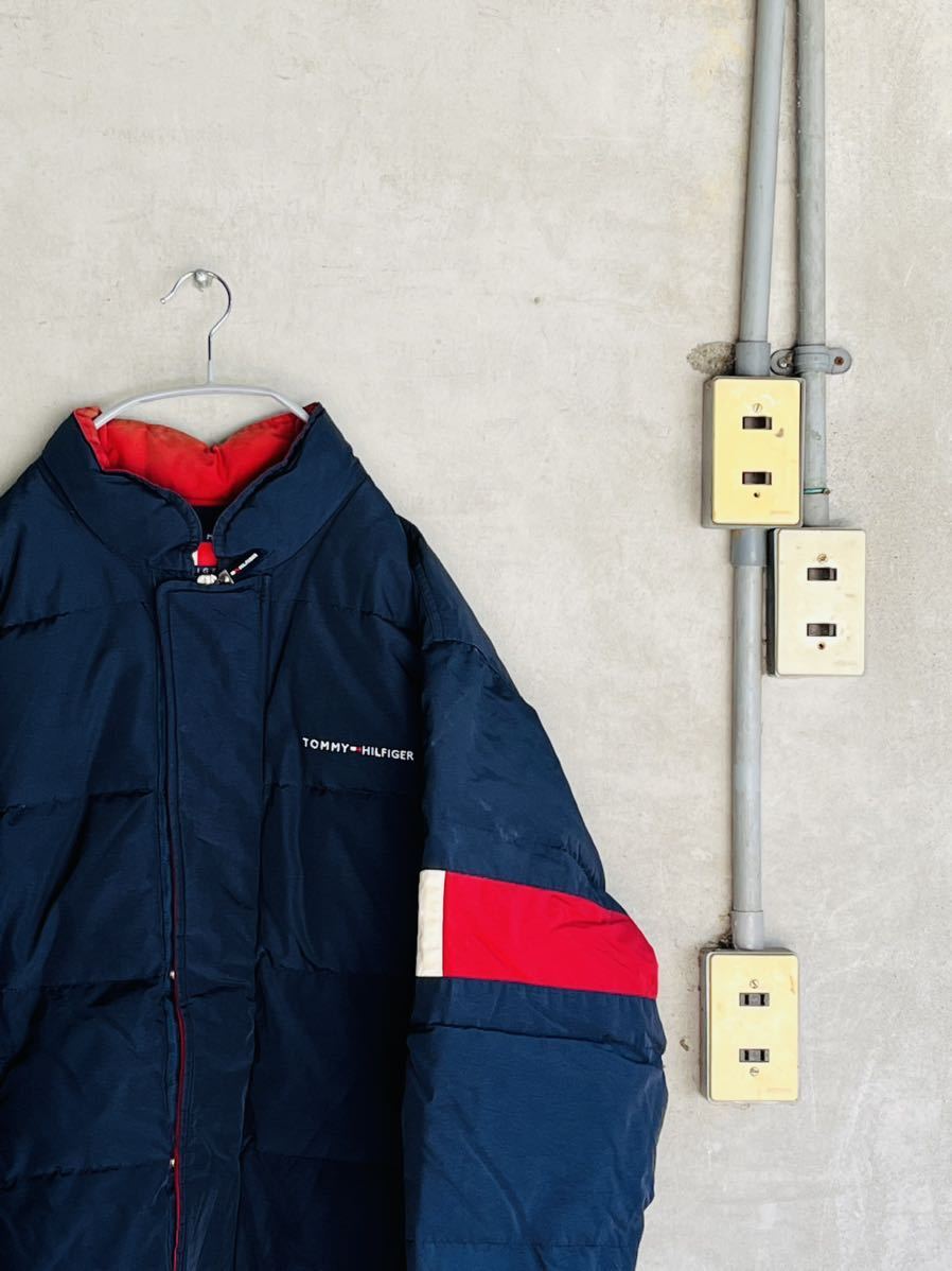 90s 90年代 TOMMY HILFIGER トミーヒルフィガー ダウン ジャケット 旧タグ OLD ブランド ネイビー y2k y3k 古着 ビンテージ ナイロン レア拍卖