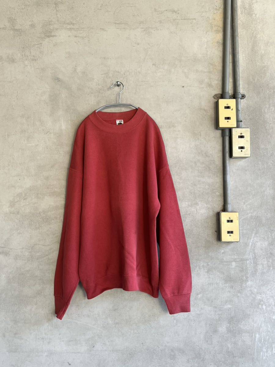90s 90年代 FRUIT OF THE LOOM 無地 スウェット トレーナー フルーツオブザルーム USA アメリカ 古着 エンジ バーガンディー ビンテージ拍卖