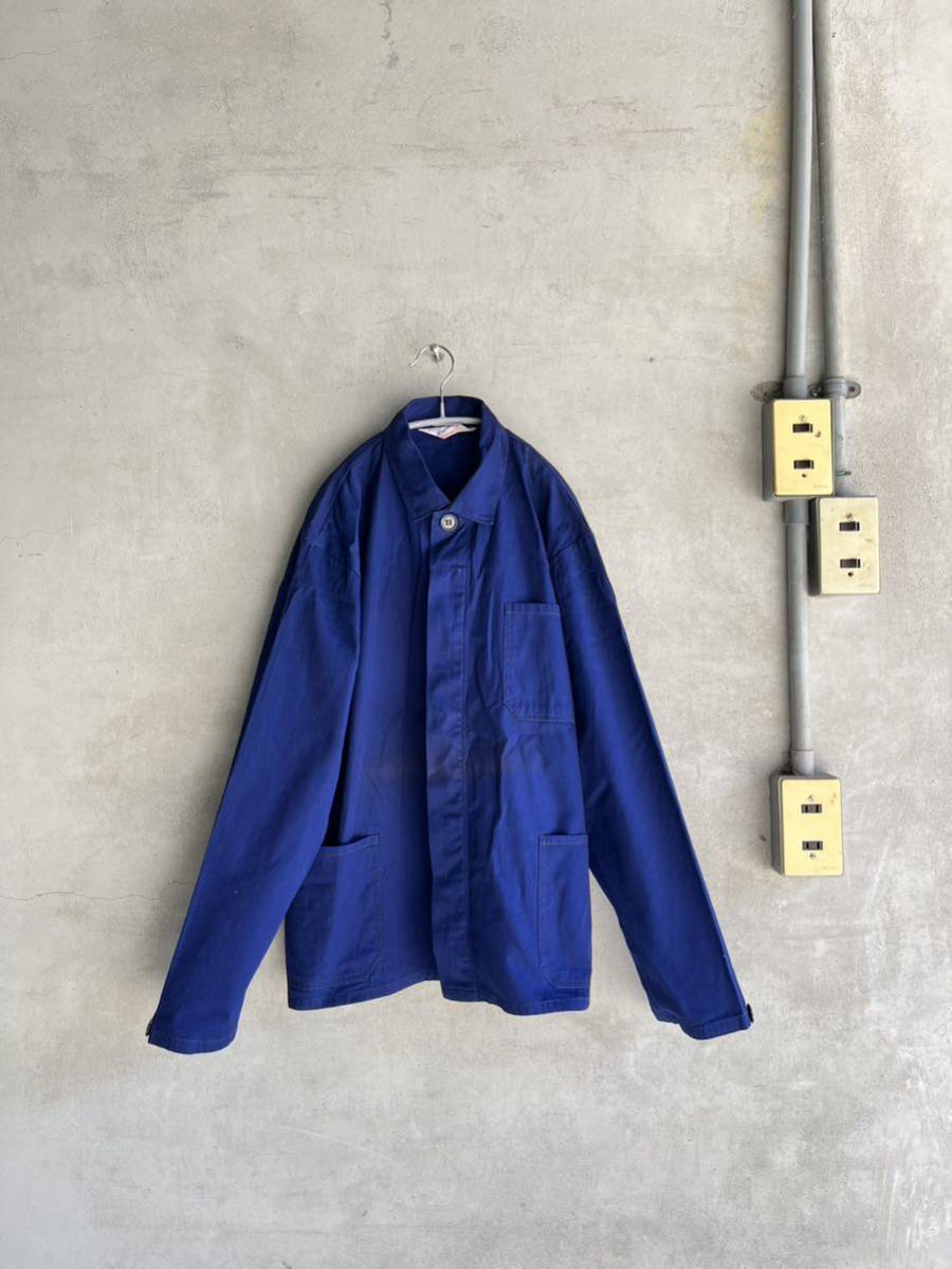 70s 70年代 フレンチ フランス カバーオール ワーク 濃紺 Euro ユーロ ヨーロッパ ビンテージ vintage コットン 青 ブルー 綿 レア 希少拍卖