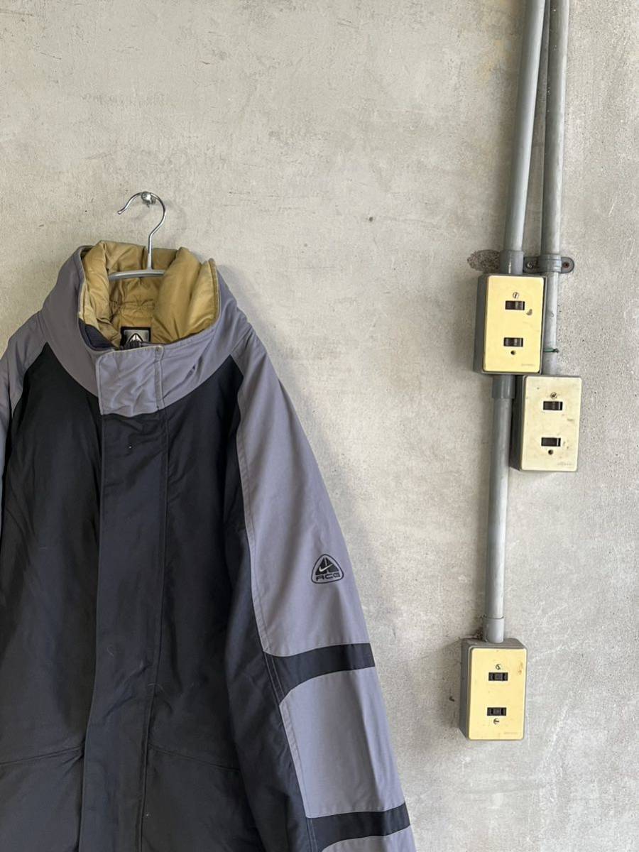 90s 90年代 NIKE ナイキ ACG COUCHE EXTERNE EXTERNE ダウン ジャケット スウッシュ ナイロン ブルゾン ブラック 黒 ビンテージ グレー拍卖