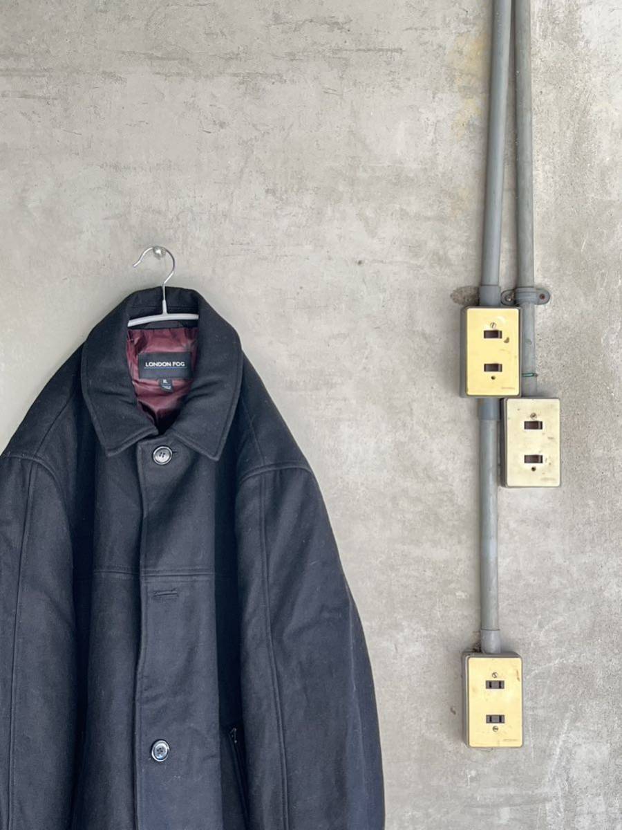00s 2000年代 LONDON FOG ロンドンフォグ ウール コート ファー ロング 黒 ブラック y2k y3k 古着 ビンテージ拍卖
