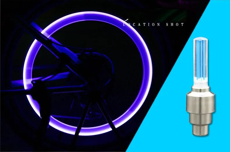 2個セット バルブに着けるアクセサリー LEDエアバルブキャップ ドレスアップ 青色拍卖