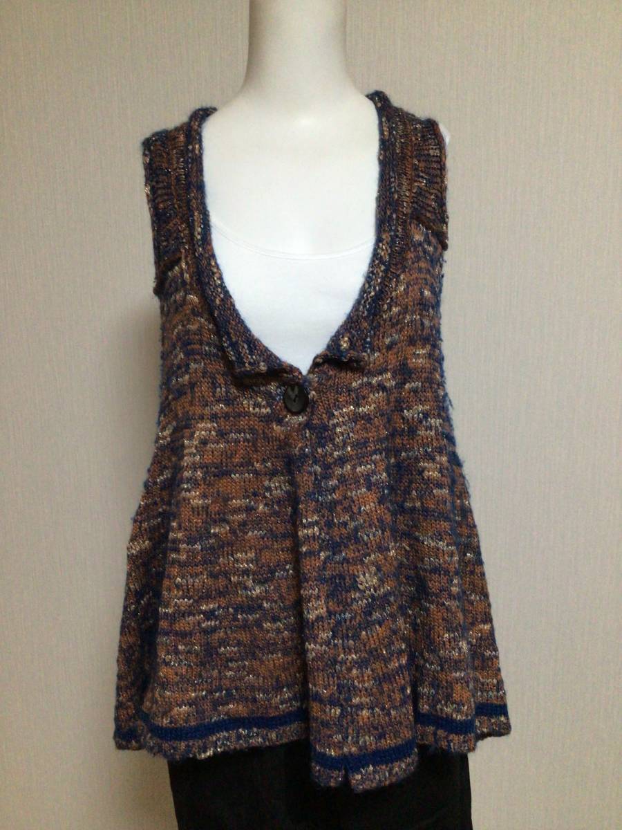 9855/センソユニコ/cubecube デザイン性のある柄物チュニックセーター/ブラウン系/38/03223061拍卖