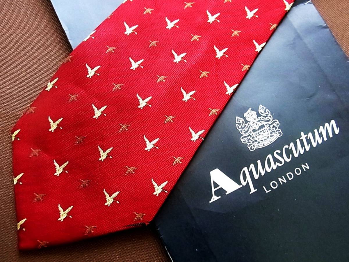 0^o^0ocl♪FK3239 アクアスキュータム【カモ・鳥・動物】ネクタイ拍卖