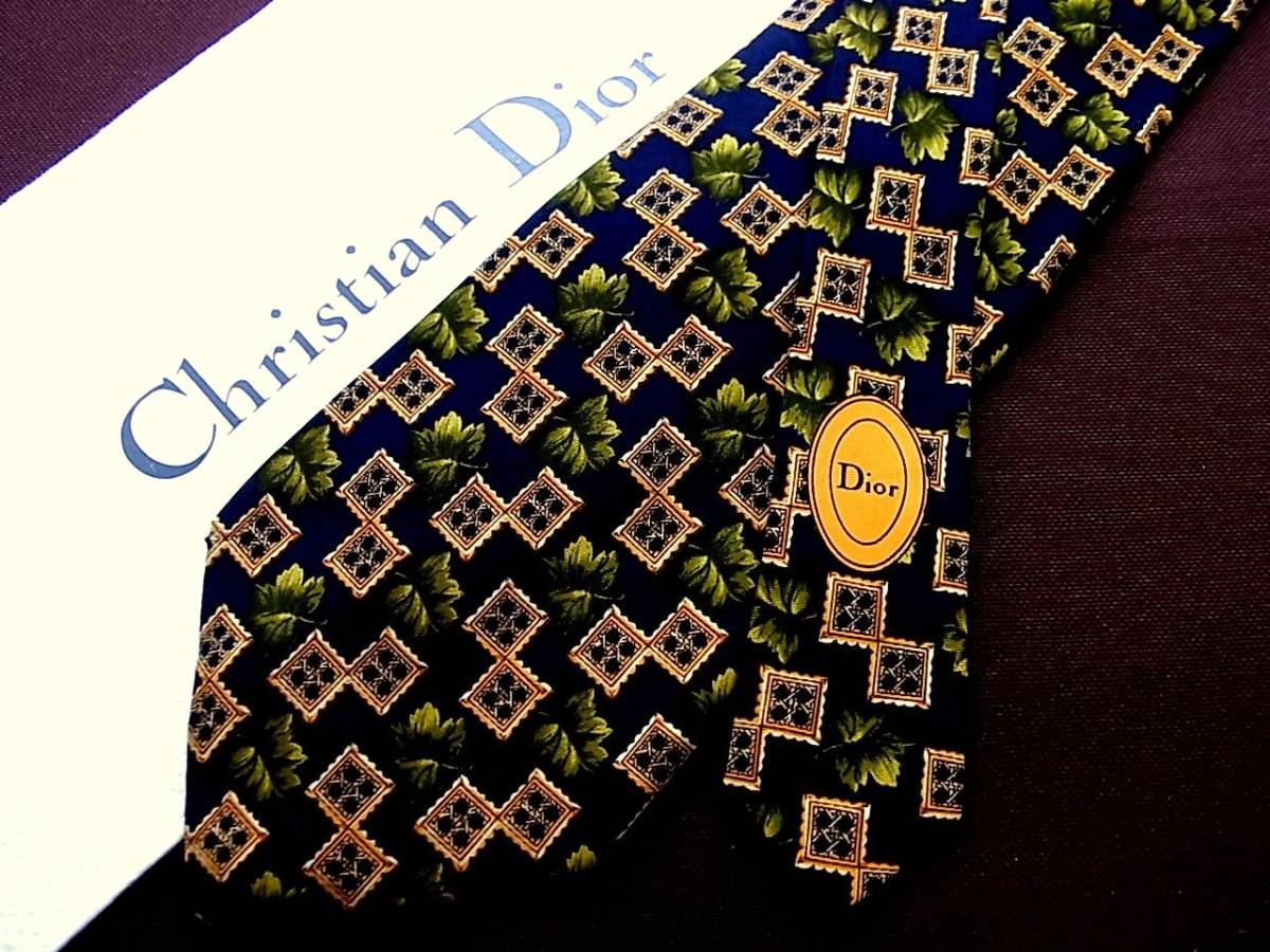 0^o^0ocl♪FK3246 ディオール【葉・植物】ネクタイ拍卖