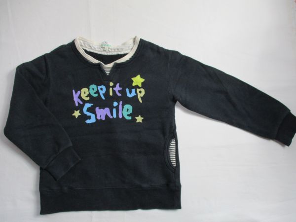 BF385【3can4on・サンカンシオン】プリント ポケット付き トレーナー 女児 黒 130拍卖