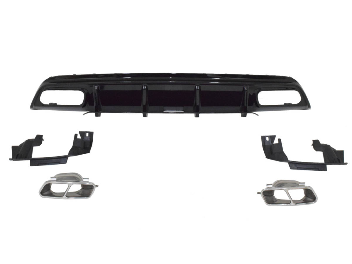 W176 リア ディフューザー 黒塗装済 マフラーカッター 後期 A45type メルセデス ベンツ Aクラス AMGライン用 国内発送 即納 外装 パーツ拍卖