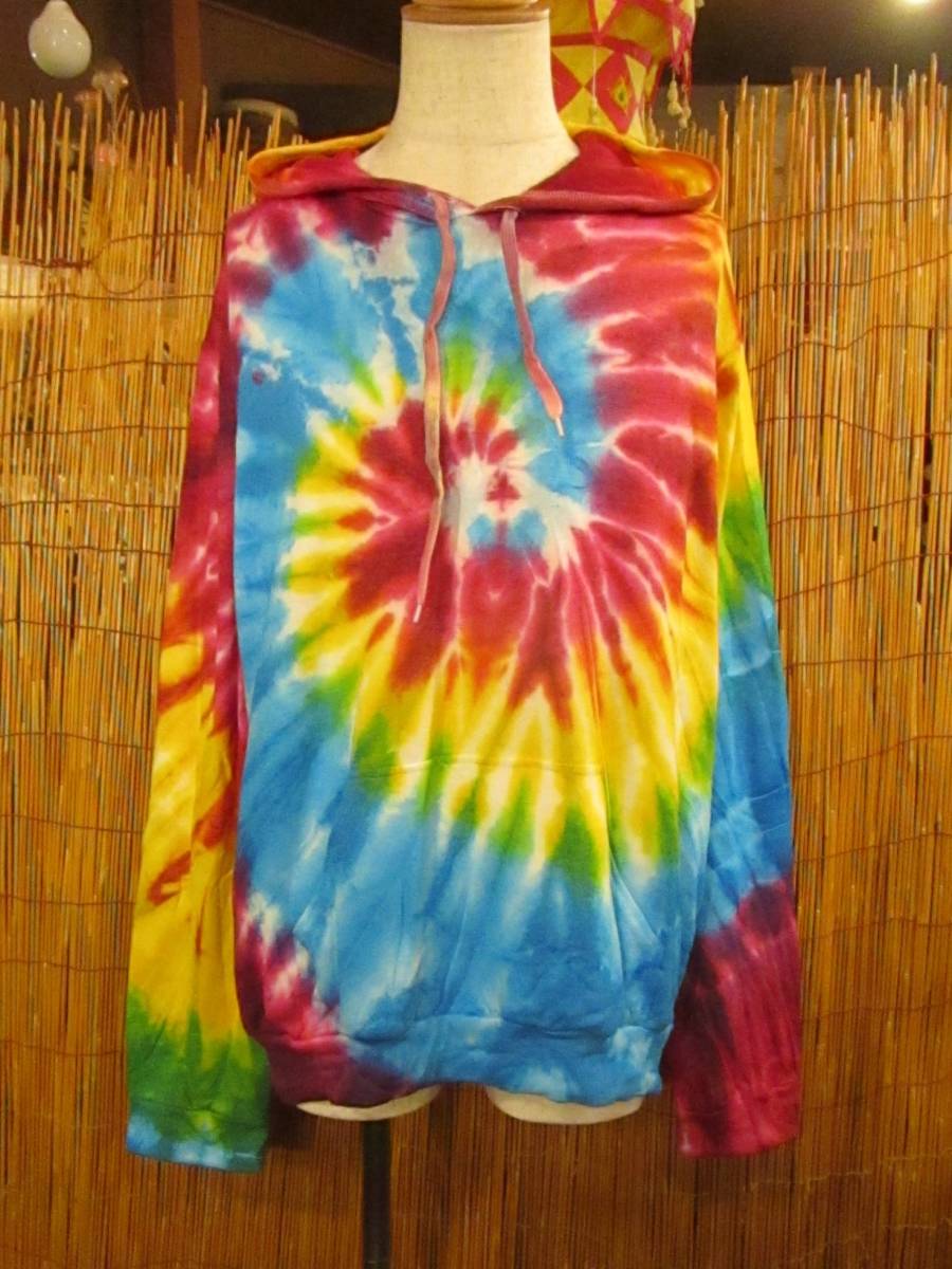 ③新品*男女兼用*タイダイ染め*スウェット生地*カンガルーポケット*フード付き*プルオーバー*XXL拍卖