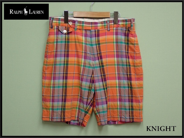 Ralph Lauren インドマドラスチェック チショートパンツ・34◆ラルフローレン/ハーフパンツ/23*8*4-4拍卖