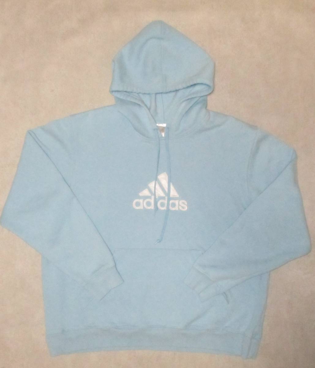 アディダス adidas スウェット パーカー レディースXL 水色 スポーツウェア拍卖