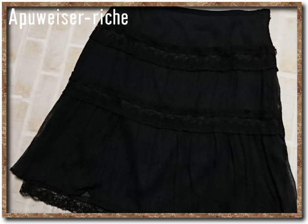 ☆Apuweiser-riche アプワイザーリッシェ レース付きシルクシフォンスカート 黒☆拍卖