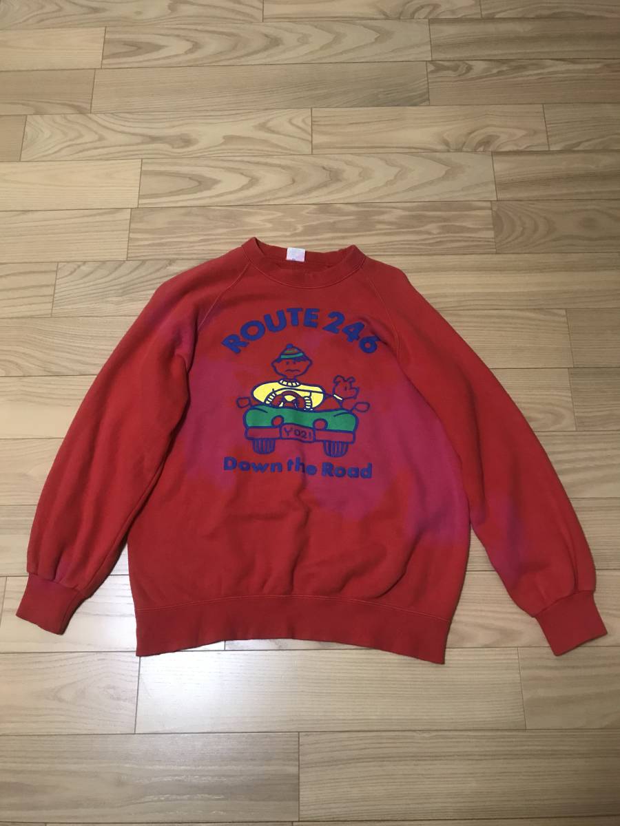 激カワ 当時物 WISTARIA shinjuku 80s90s 昭和~キャラクター ROUTE246 ファンシープリント スウェット トレーナー メンズS-M並 原宿レトロ拍卖