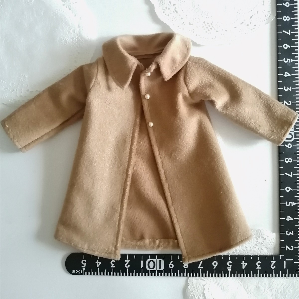 tia*゜☆*。゜ドール用 ベージュ パールボタン 襟つき コート TBleague s24 s50 タミーちゃん 1/6ドール 拍卖