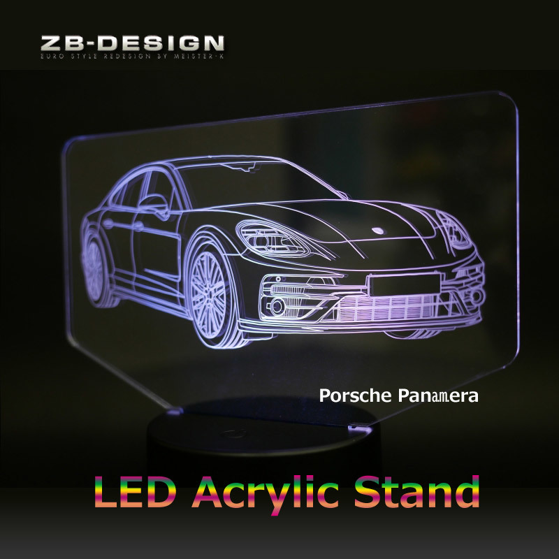 「クルマ好きにおすすめ!」七色に光り輝くLEDアクリルスタンド ポルシェ パナメーラ拍卖