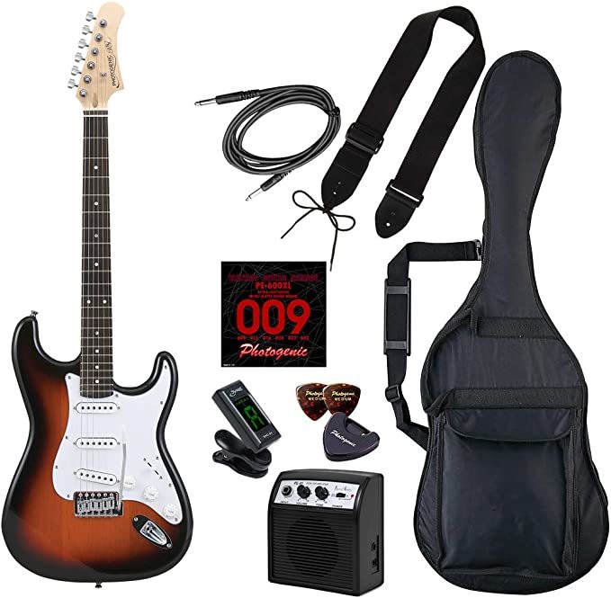 PhotoGenic エレキギター 初心者入門ライトセット ストラトキャスタータイプ ST-180/SB サンバースト拍卖